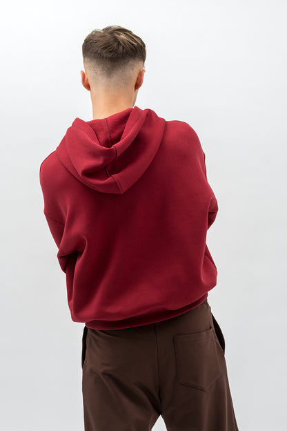 BLUZA Z KAPTUREM CIEPŁA ,,HALIL"  BORDO