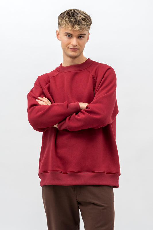 BLUZA  MĘSKA RAGLAN  BASIC ,,VOLKAN" BORDO