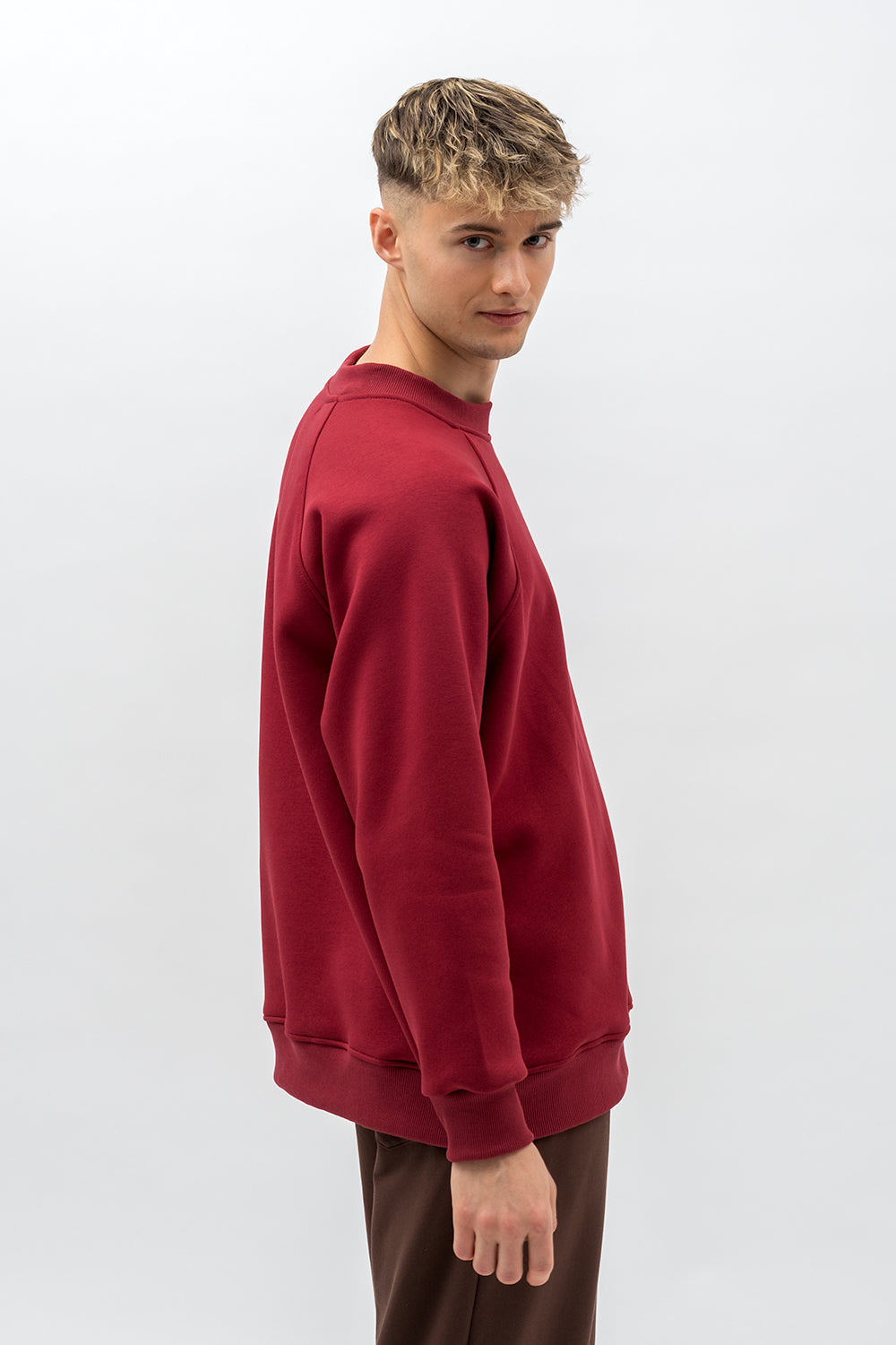 BLUZA  MĘSKA RAGLAN  BASIC ,,VOLKAN" BORDO