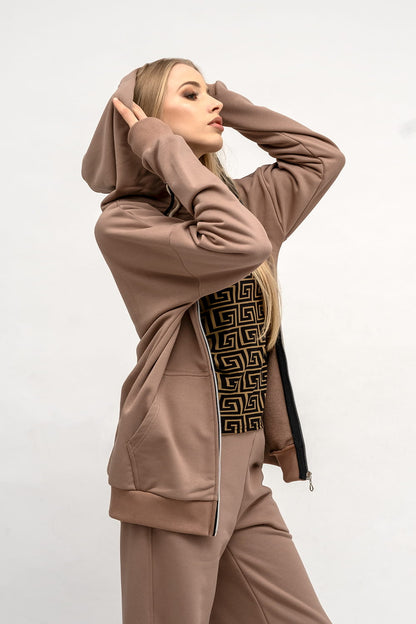 BLUZA NA ZAMEK "CINDI" BEŻOWA