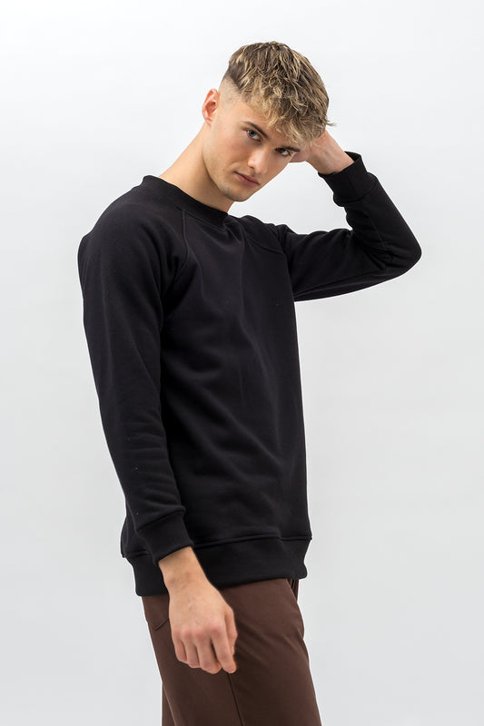 BLUZA  MĘSKA RAGLAN  BASIC ,,VOLKAN" CZARNY