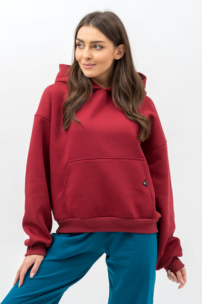 BLUZA Z KAPTUREM CIEPŁA ,,DUYGU" BORDO