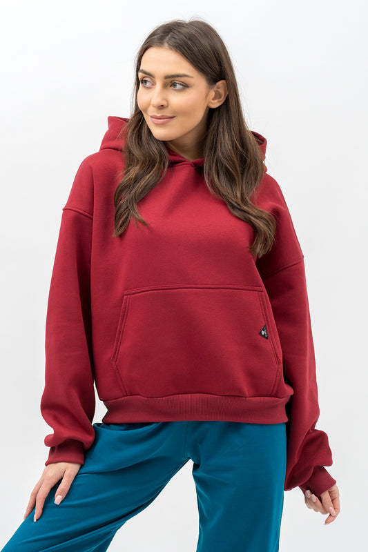 BLUZA Z KAPTUREM CIEPŁA ,,DUYGU" BORDO