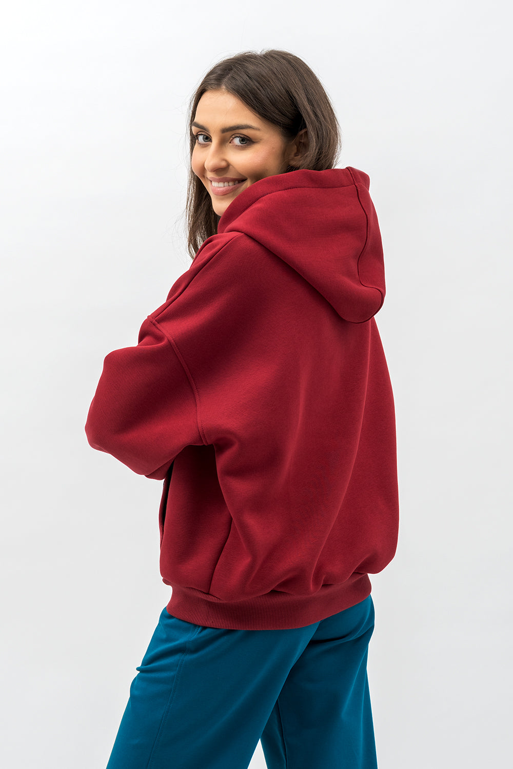 BLUZA Z KAPTUREM CIEPŁA ,,DUYGU" BORDO