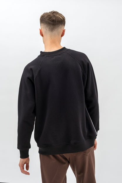BLUZA  MĘSKA RAGLAN  BASIC ,VOLKAN" CZARNY/PASKI
