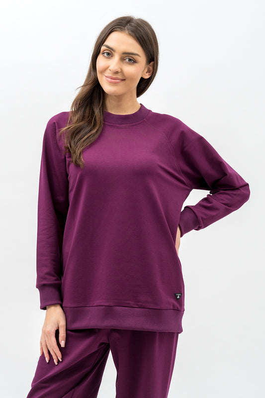 BLUZA DAMSKA RAGLAN  BASIC ,,ADALET" BAKŁAŻAN