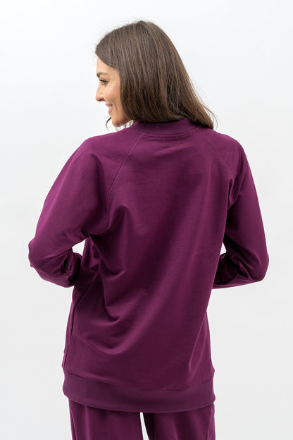 BLUZA DAMSKA RAGLAN  BASIC ,,ADALET" BAKŁAŻAN
