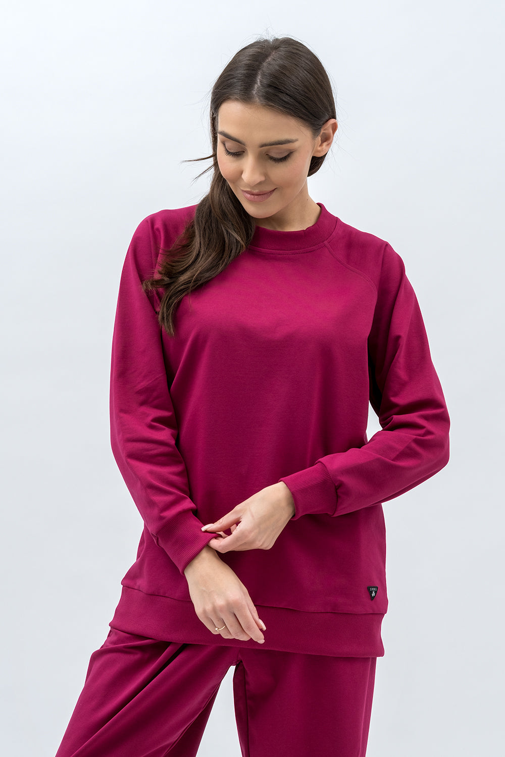 BLUZA DAMSKA RAGLAN  BASIC ,,ADALET" AMARANT