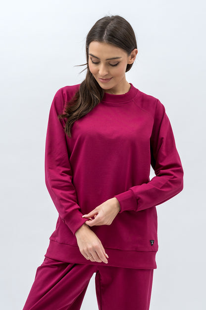 BLUZA DAMSKA RAGLAN  BASIC ,,ADALET" AMARANT