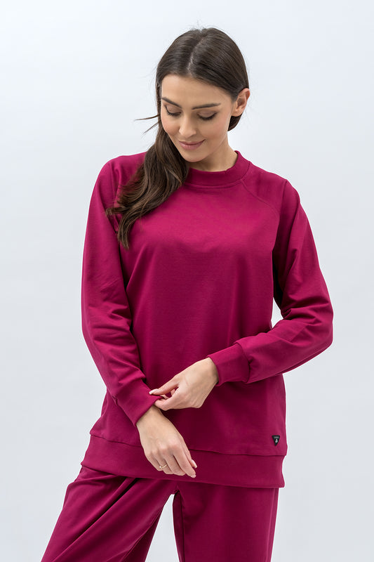 BLUZA DAMSKA RAGLAN  BASIC ,,ADALET" AMARANT