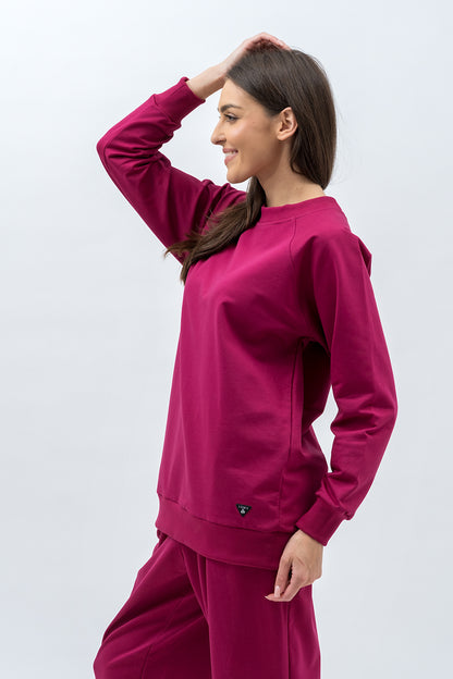 BLUZA DAMSKA RAGLAN  BASIC ,,ADALET" AMARANT