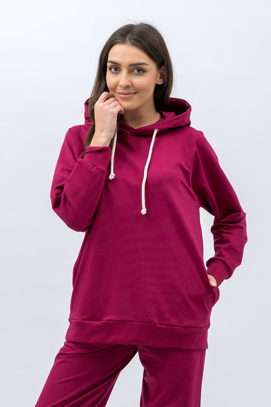 BLUZA Z KAPTUREM ,,SEHER" AMARANT