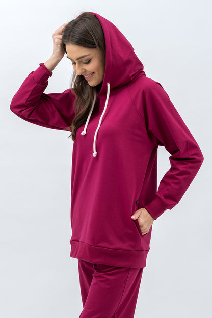 BLUZA Z KAPTUREM ,,SEHER" AMARANT