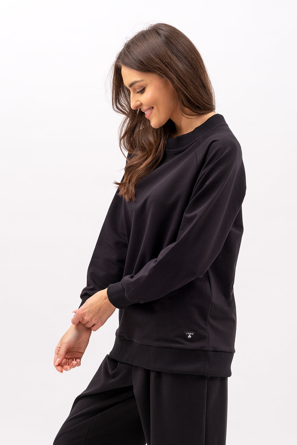 BLUZA DAMSKA RAGLAN  BASIC ,,ADALET" CZARNY