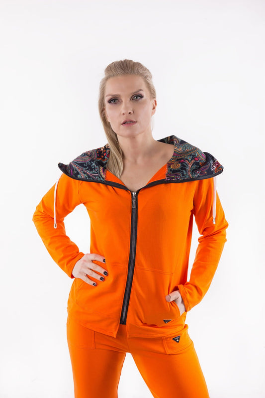 BLUZA POMARAŃCZOWY SUMMER -ME Z WZOREM