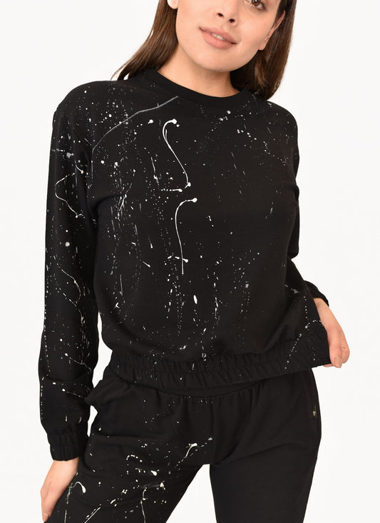 BLUZA HAPPY CZARNA MALOWANA