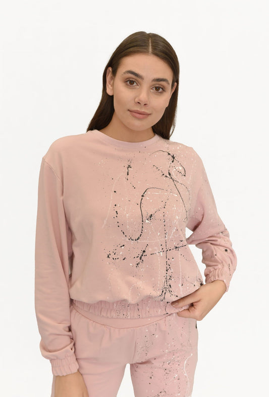 BLUZA HAPPY RÓŻOWA MALOWANA