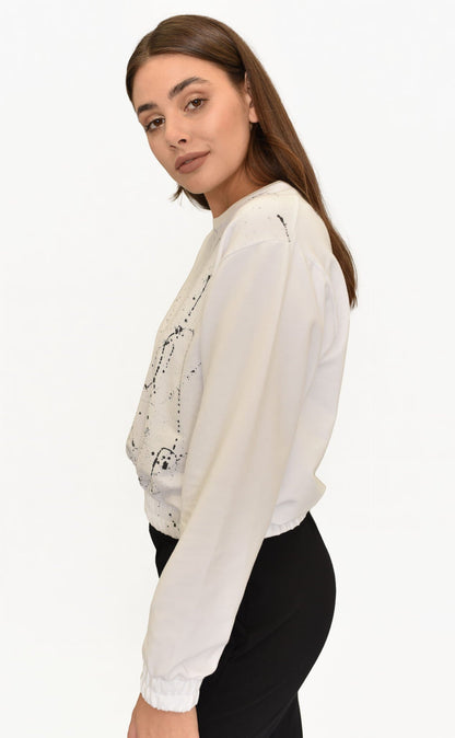 BLUZA HAPPY BIAŁA MALOWANA