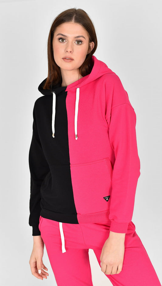 BLUZA FIFTY-FIFTY CZARNO-FUKSJA