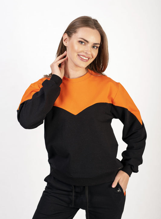 BLUZA NATASHA DAMSKA POMARAŃCZOWO/CZARNA