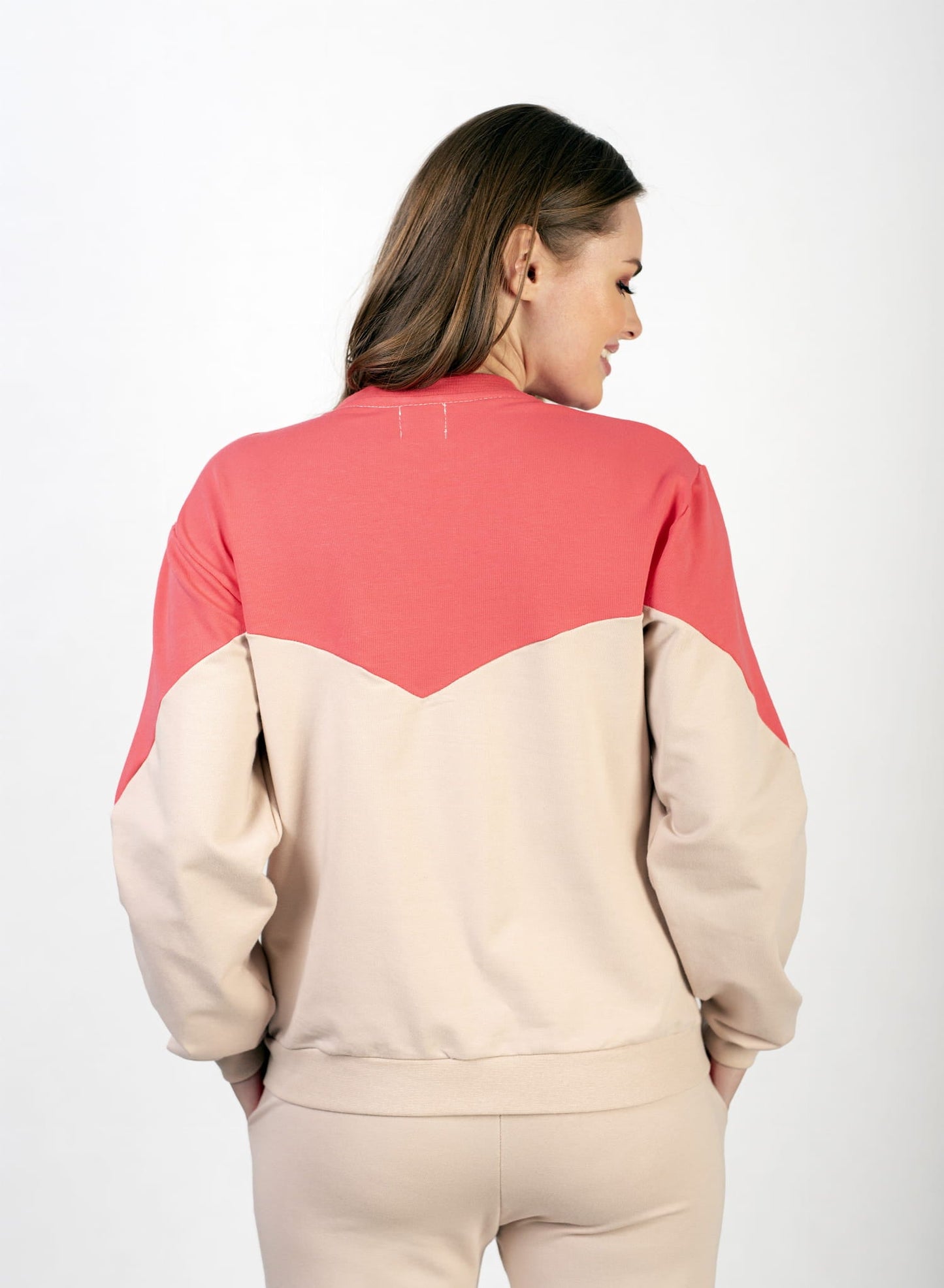 BLUZA NATASHA DAMSKA KORAL/BEŻ