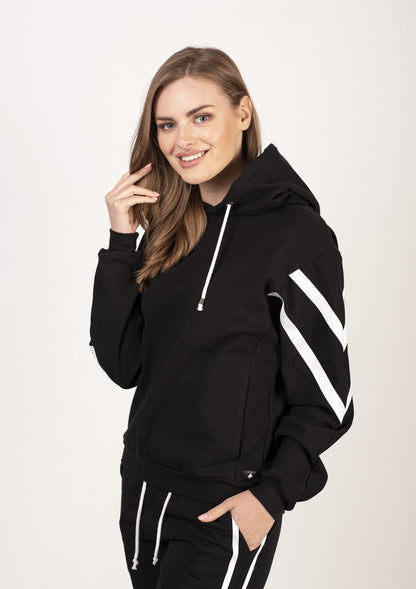 BLUZA DAMSKA Z LAMPASAMI ROZALIA CZARNA
