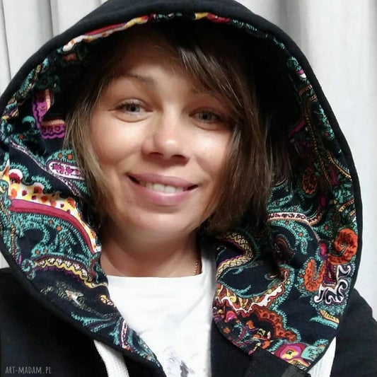 BLUZA DAMSKA ROZPINANA NA ZAMEK EVERY DAY CZARNA+WZÓR