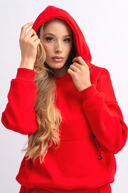 BLUZA Z KAPTUREM DAMSKA "AGA" CZERWONA