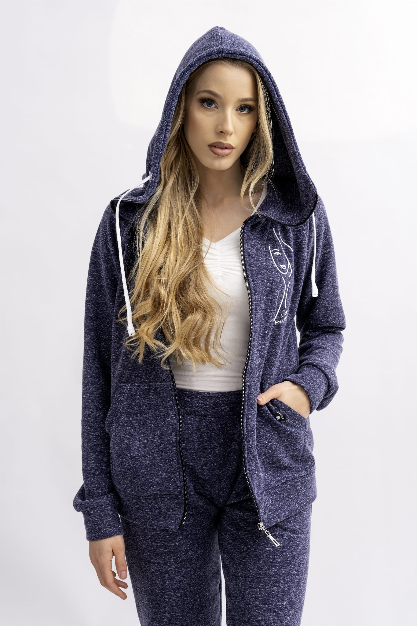 BLUZA NA ZAMEK DAMSKA "MELA" GRANAT MELANŻ